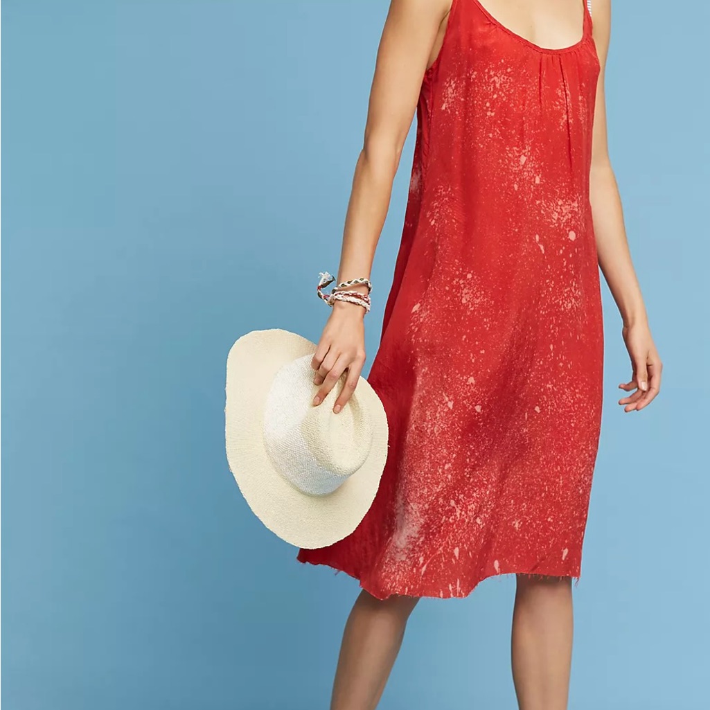 Anthropologie Love Tanjane Red Silk Slip Dress